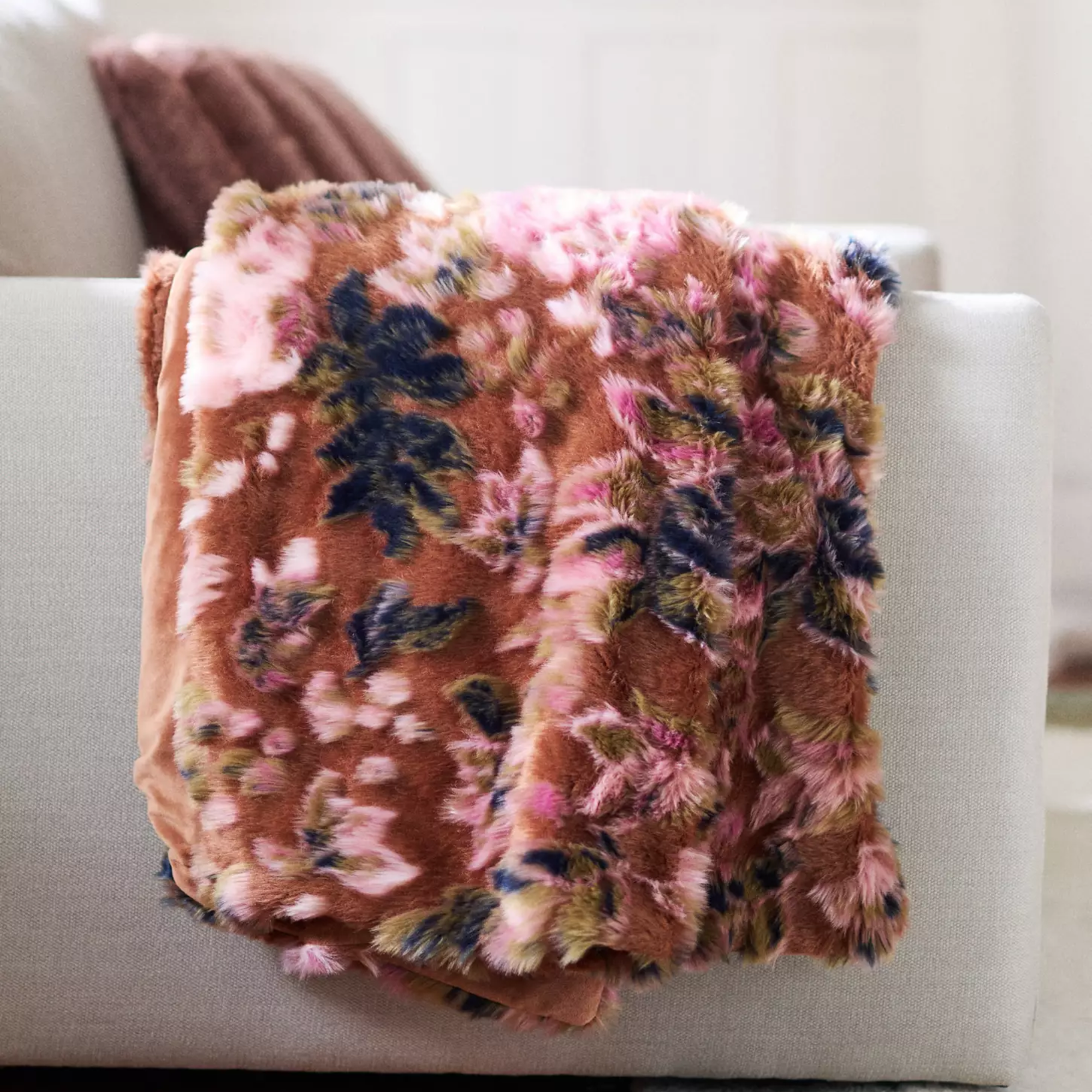 a floral fuzzy blanket