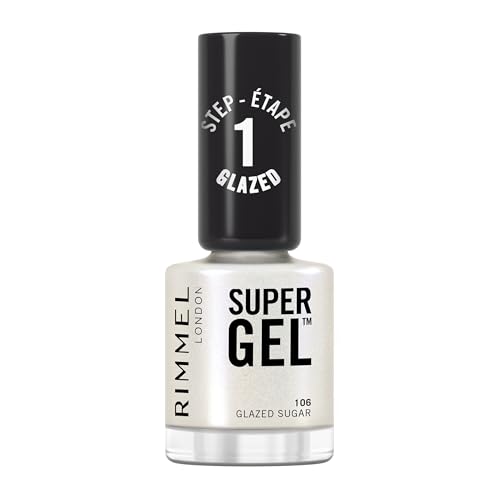 Rimmel Super Gel, 106 Glazed Sugar, Long-Lasting Nail Polish, Glazed Finish, Easy Application, Gel-Like Manicure, Chip Resistant, Clean Formula, 12ml