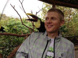 Alex Grant made a new friend in the aviary