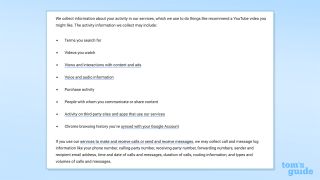 Screenshot of Google Privacy Policy