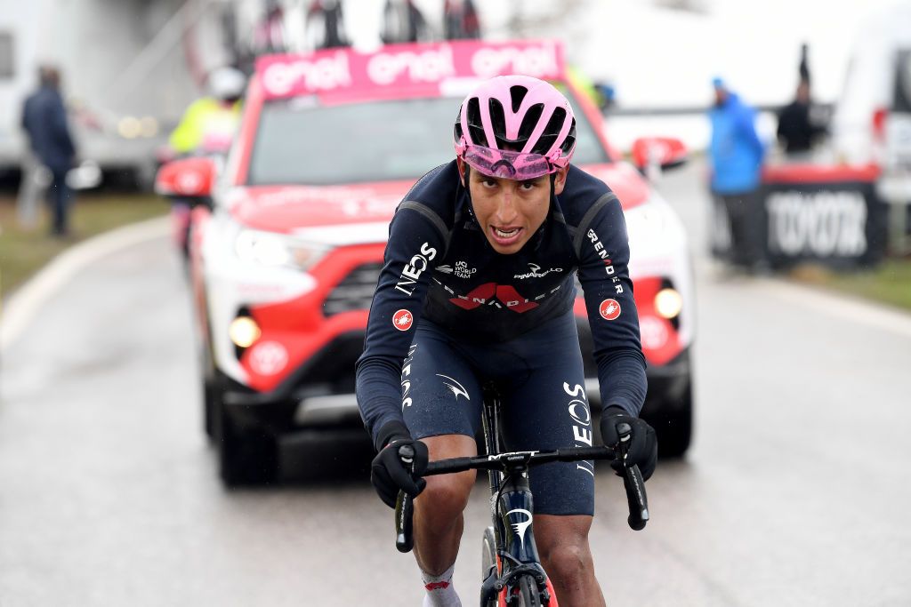 Egan Bernal on the Passo Giau in the Giro d&#039;Italia