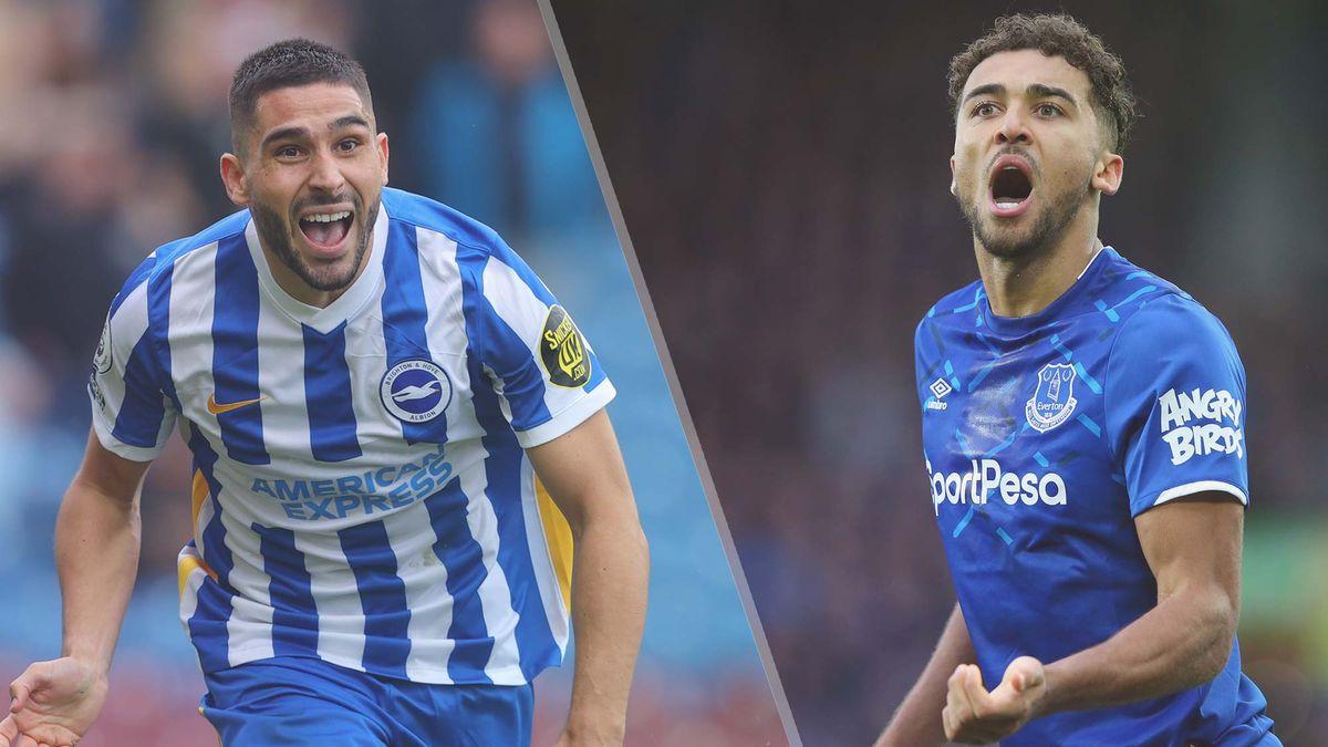 Brighton &amp; Hove Albion vs Everton live stream — Neal Maupay of Brighton &amp; Hove Albion and Dominic Calvert-Lewin of Everton