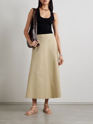 MATTEAU + NET SUSTAIN organic cotton-blend twill maxi skirt