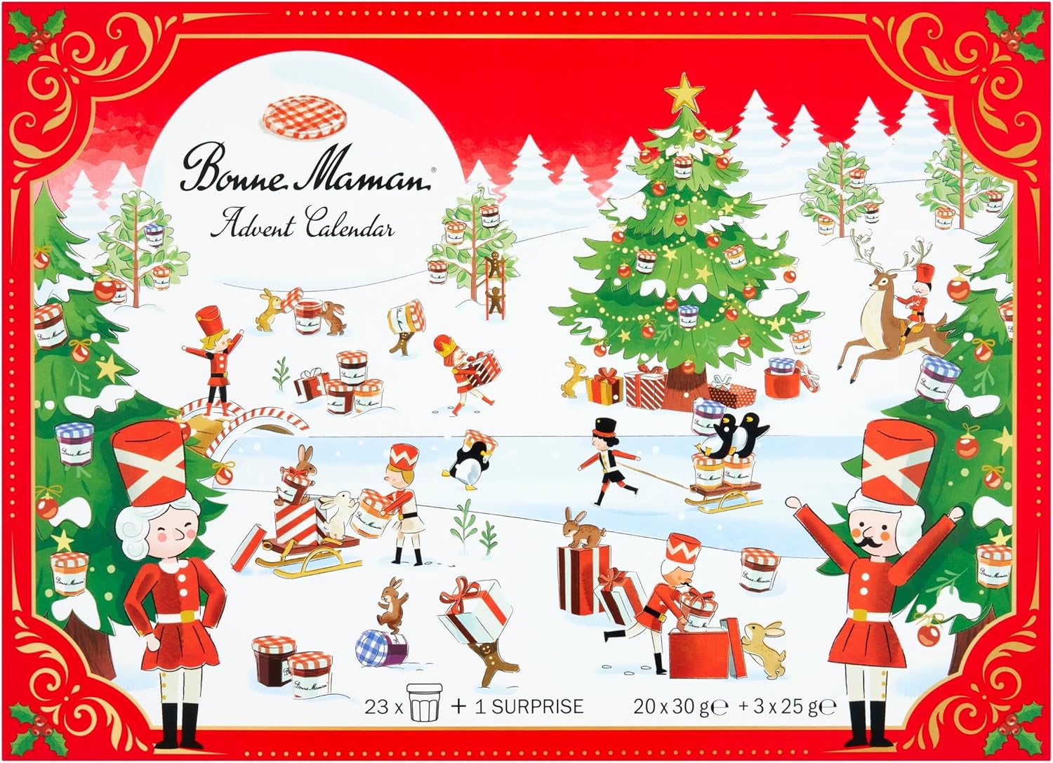 Bonne Maman Limited Edition Spreads Advent Calendar, Exclusive Flavours for This Festive Season (x23 Mini Jars, &amp;amp; X1 Gift)