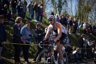 Roxanne Knetemann (NED) of Liv-Plantur Cycling Team rides the last few hundred metres of the Flèche Wallonne Femmes