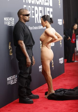 Bianca Censori and Kanye 'Ye' West attend the 2025 Grammys