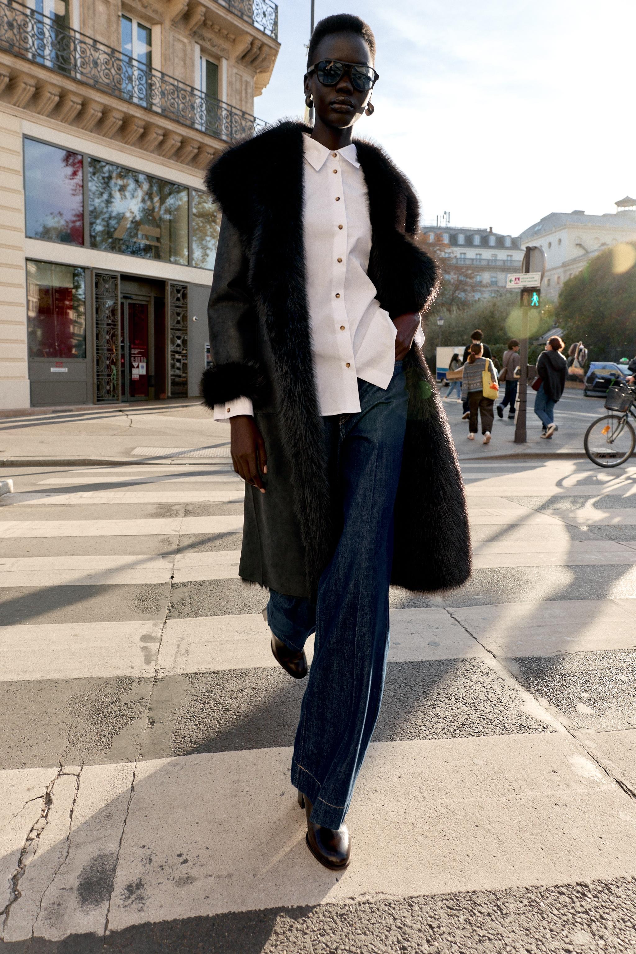 ZARA, Reversible Faux Fur Double-Faced Coat