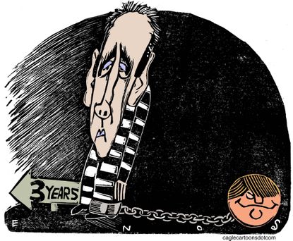 Political cartoon U.S. Michael Cohen jail 3 years Trump campaign funds