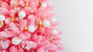 A decorated pink Christmas tree