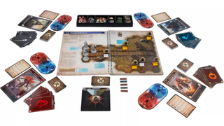 Gloomhaven Jaws of the Lion set up for play on white table