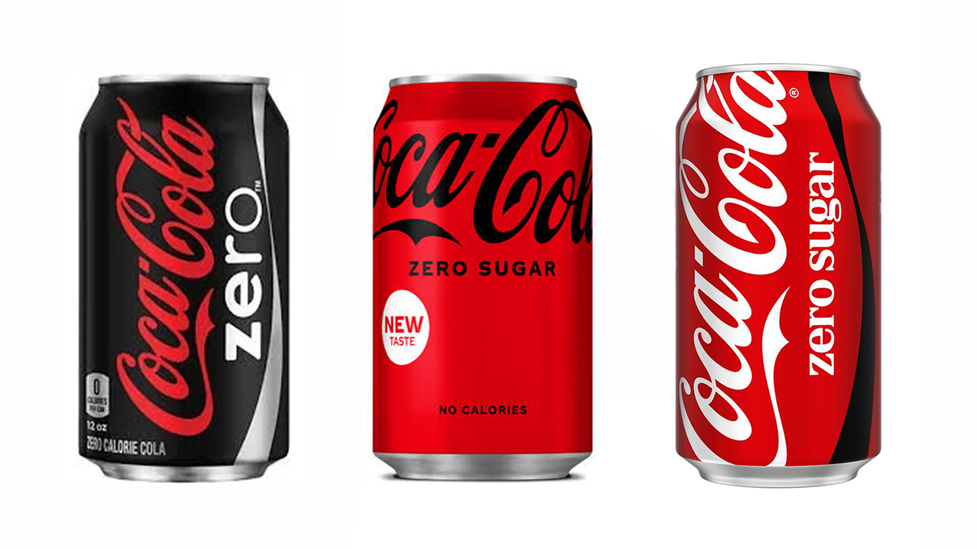 Coca-cola Zero packaging redesign evolution over three can designs