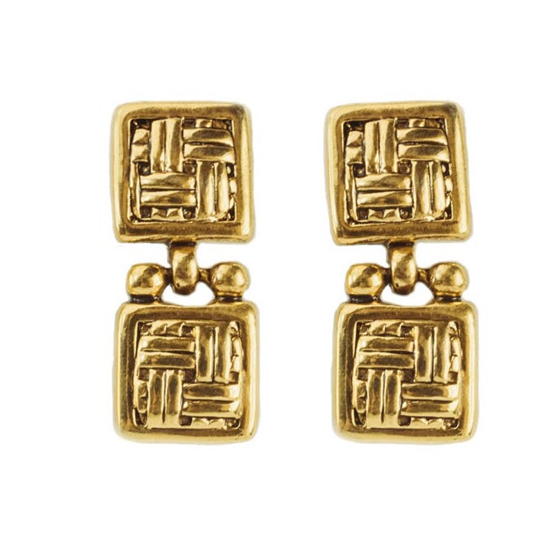 Vintage Oscar De La Renta Gold Tone Dangle Earrings: Never Worn