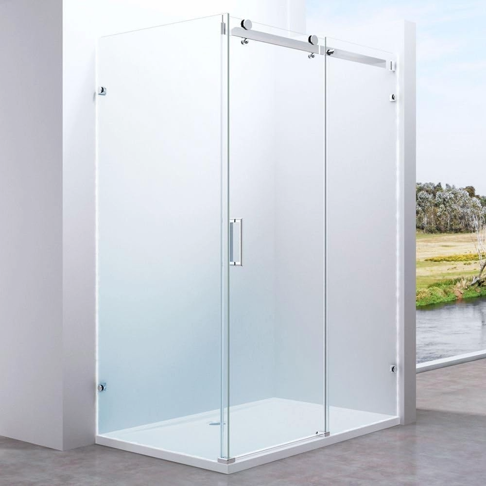 Durovin Bathrooms 1000 x 900mm L Shape Rectangular Frameless Shower Enclosure