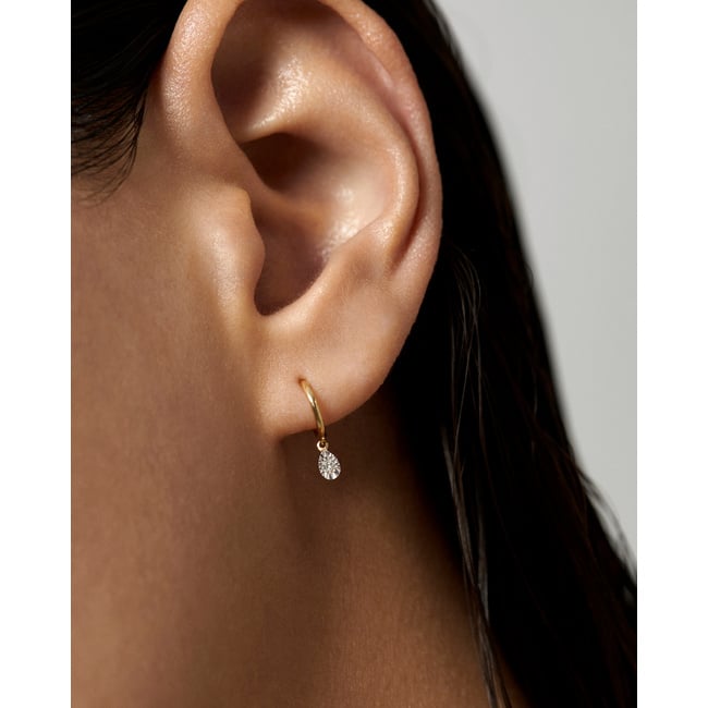Gold Teardrop Diamond Mini Huggie Earrings - Lab Grown Diamond