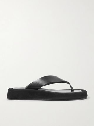 Ginza Plateau-Flip-Flops aus Leder und Wildleder