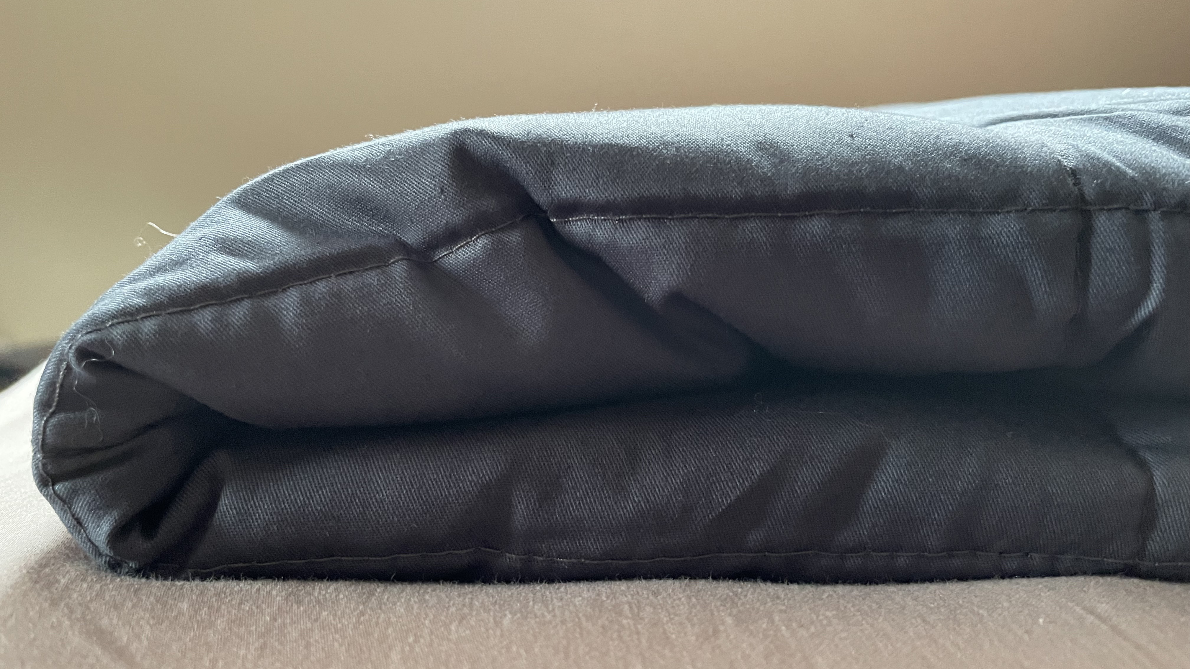 Luna Weighted Blanket review: the blanket shown folded from the side