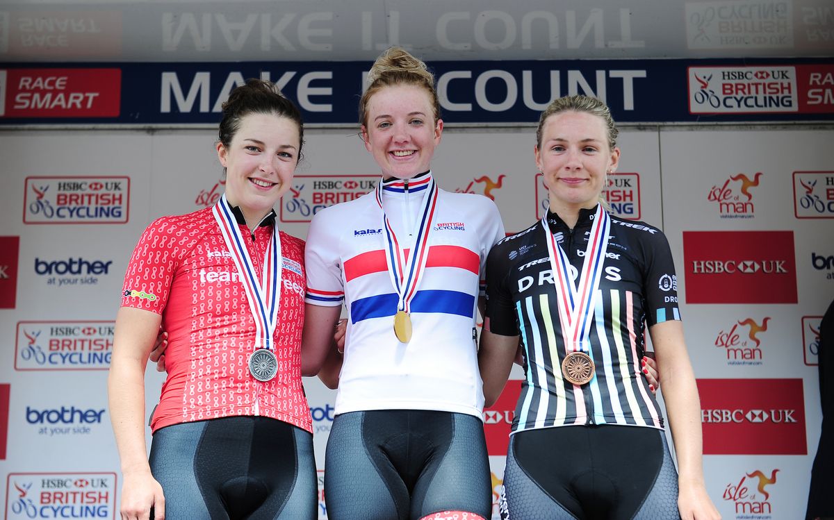 The U23 podium: Melissa Lowther, Manon Lloyd and Anna Christian (Drops)