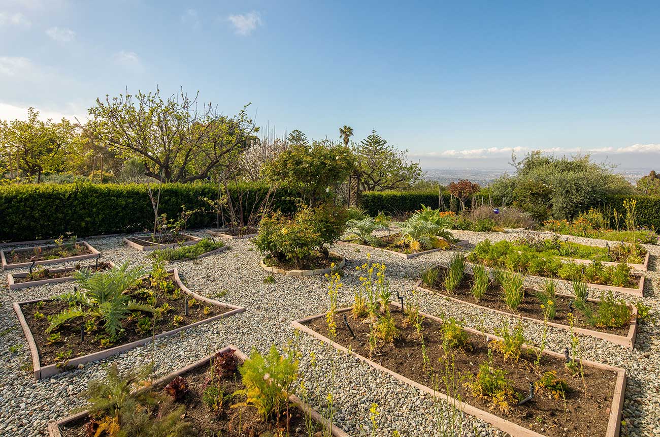 Part of the organic garden at an LA vineyard property listed by Sotheby's International Realty.
