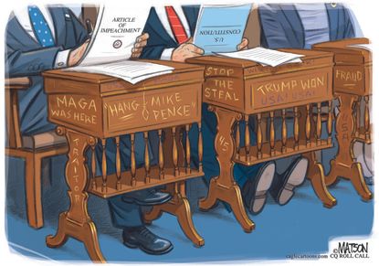 Political Cartoon U.S. capitol riot impeachment senate