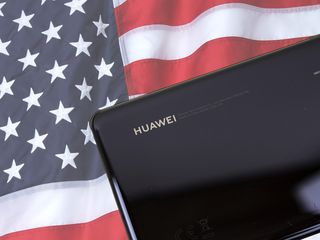 Huawei with U.S. flag