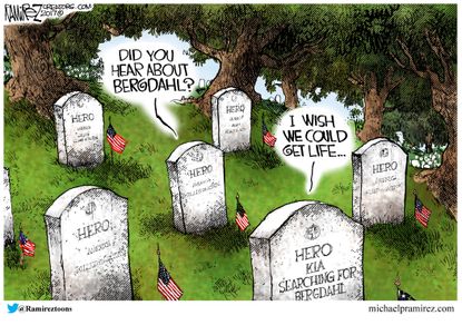 Political cartoon U.S. Bowe Bergdahl Trump