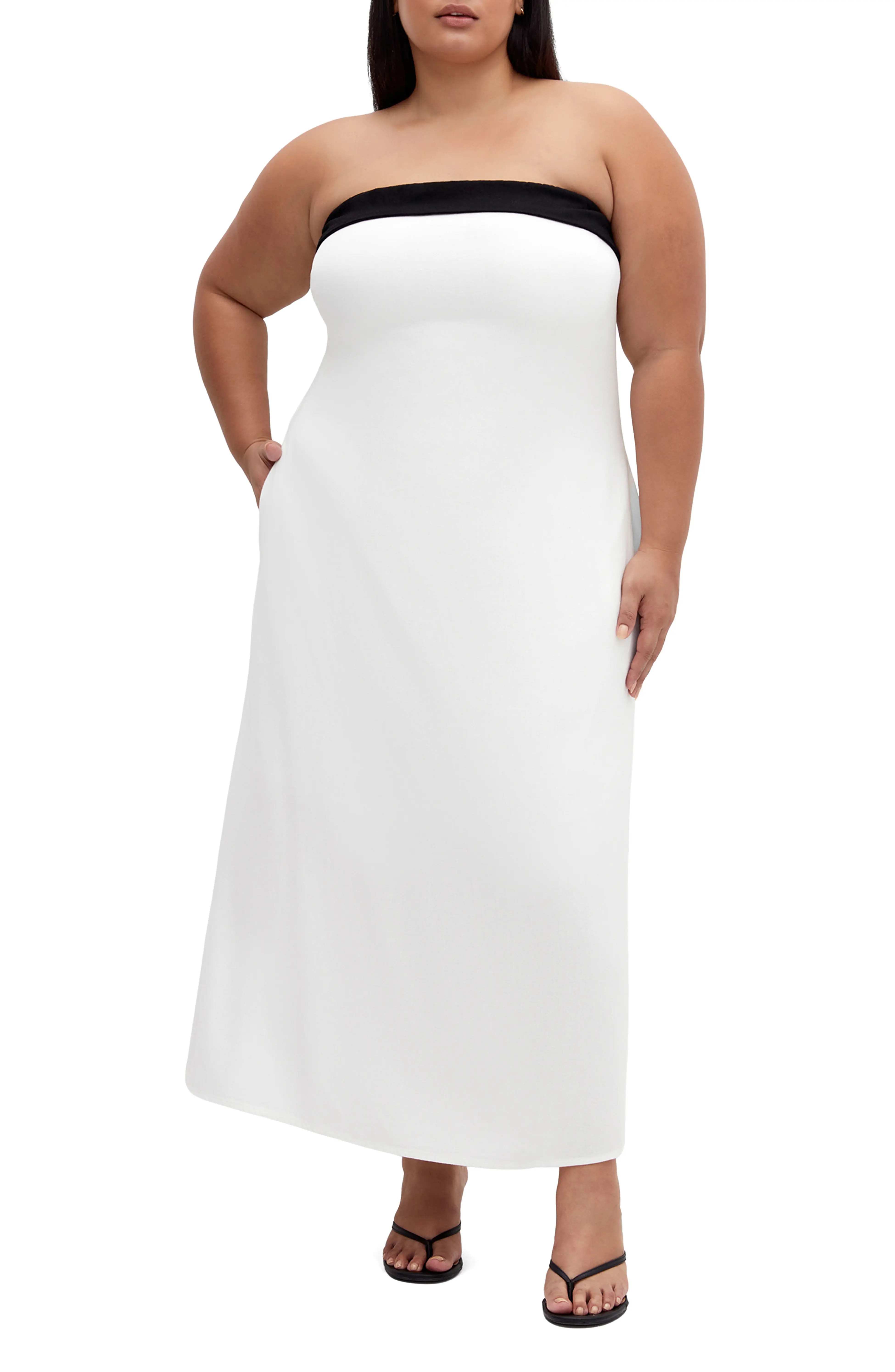 City Chic, Lina Contrast Detail Strapless Dress