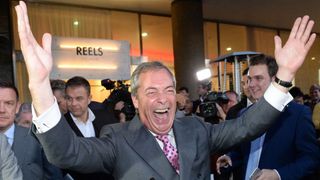 Nigel Farage celebrating the Brexit result