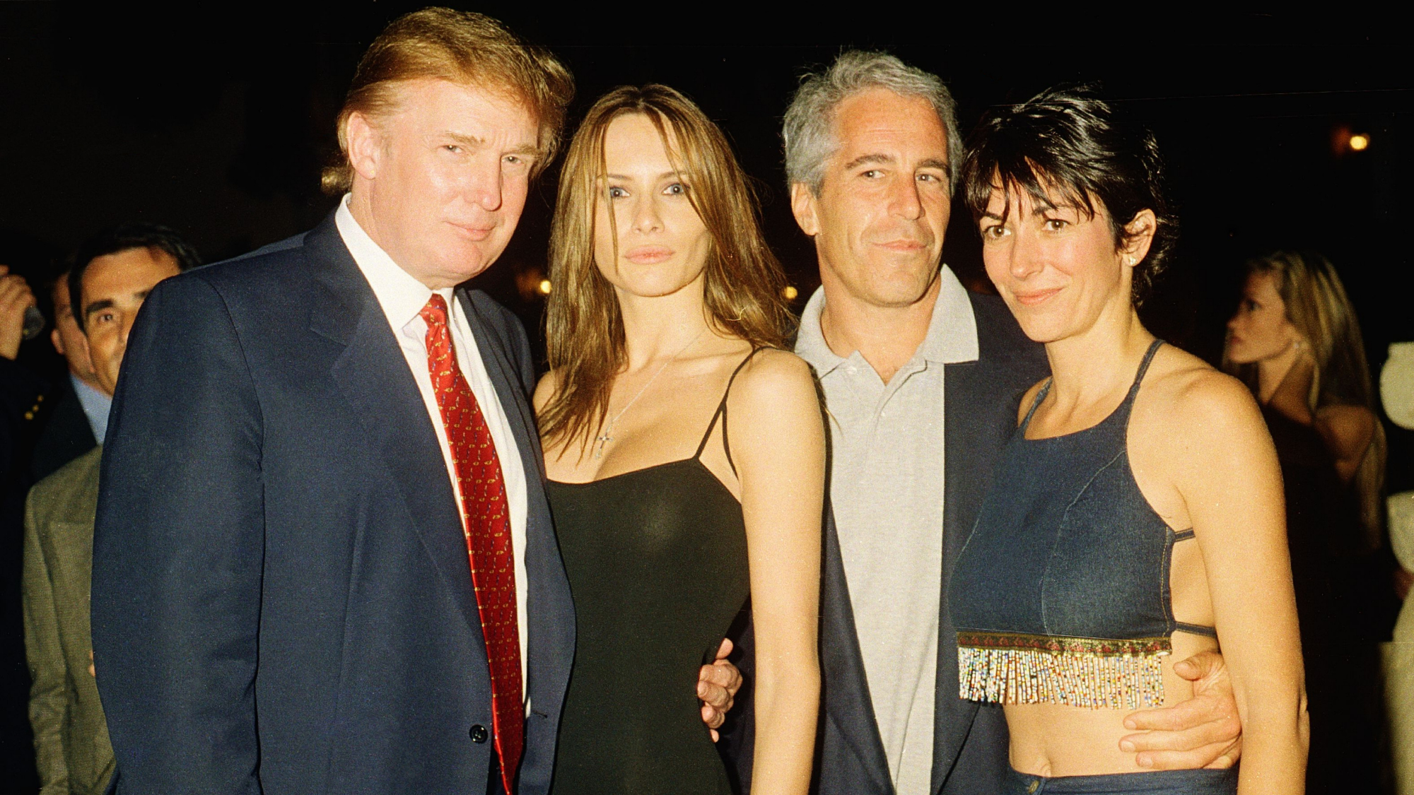 Donald and Melania Trump (then Knauss) with Jeffrey Epstein and Ghislaine Maxwell in 2000