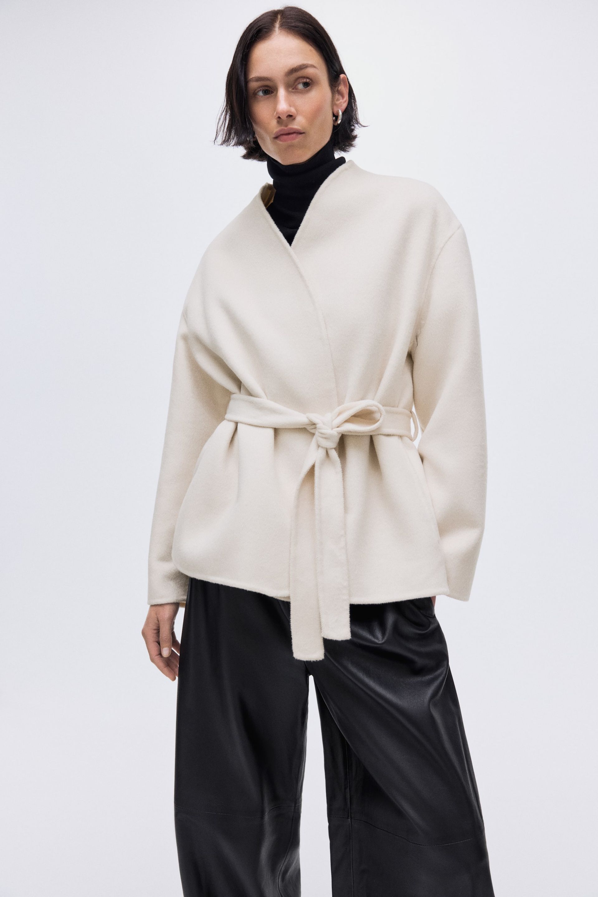 Handmade Wool-Blend Coat - Dark Brown