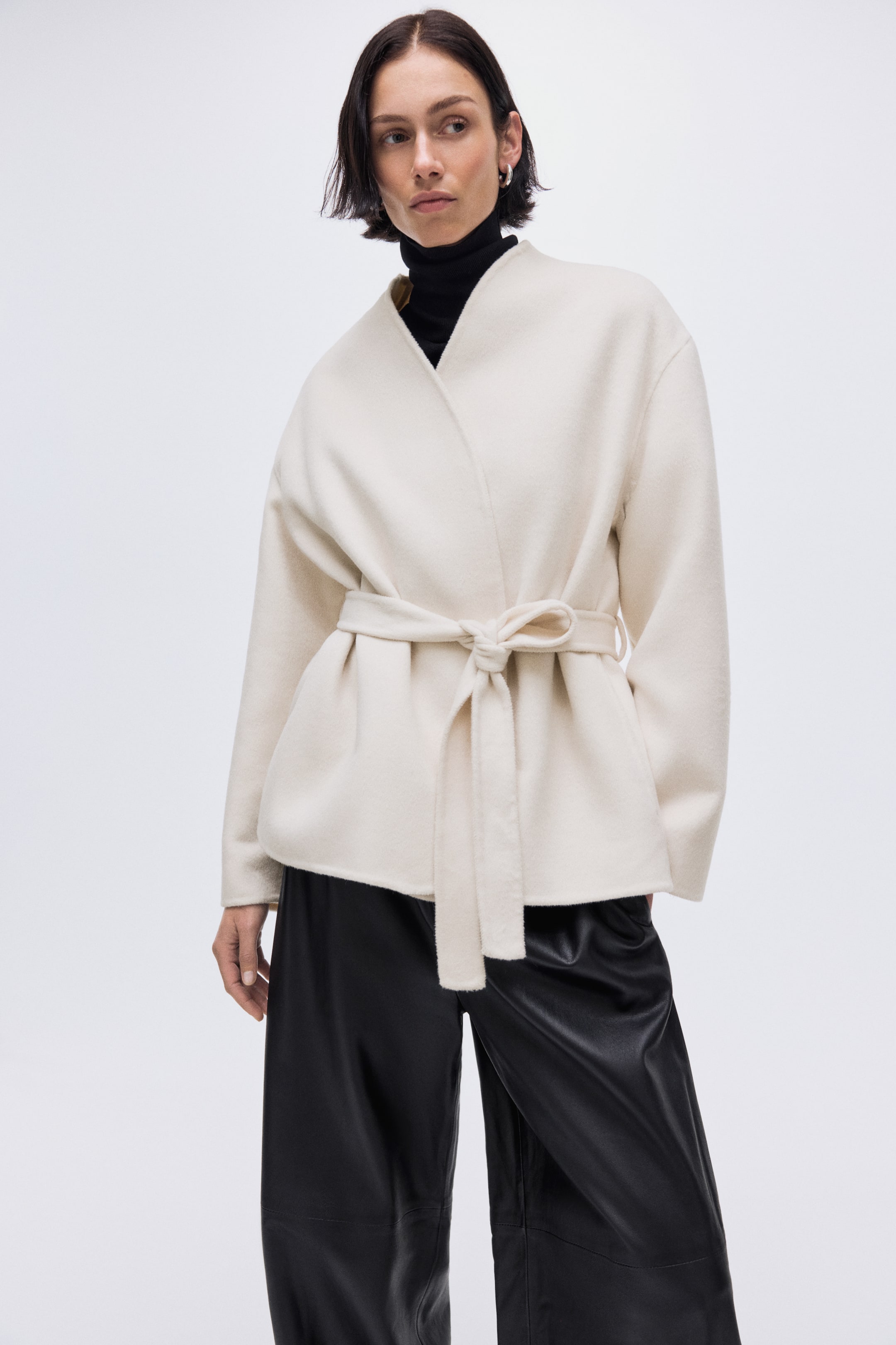 Handmade Wool-Blend Coat - Dark Brown