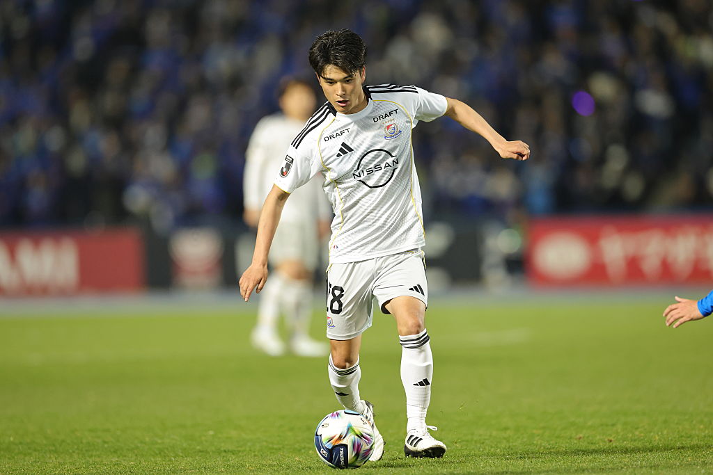 MITO, JAPAN - MARCH 18: #28 YAMANE Riku of Yokohama F&amp;#65381;Marinos in action during the J.LEAGUE MEIJI YASUDA J1 100 YEAR VISION LEAGUE 7th Sec. match between Mito Hollyhock and Yokohama F&amp;#65381;Marinos at K&amp;amp;apos;s denki Stadium Mito on March 18, 2026 in Mito, Ibaraki, Japan. (Photo by J.LEAGUE/J.LEAGUE via Getty Images)