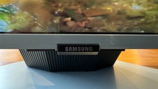 Samsung Q80D 55-inch LED TV bottom of set showing Samsung logo