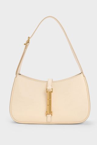 Charles & Keith, Cesia Metallic Accent Shoulder Bag