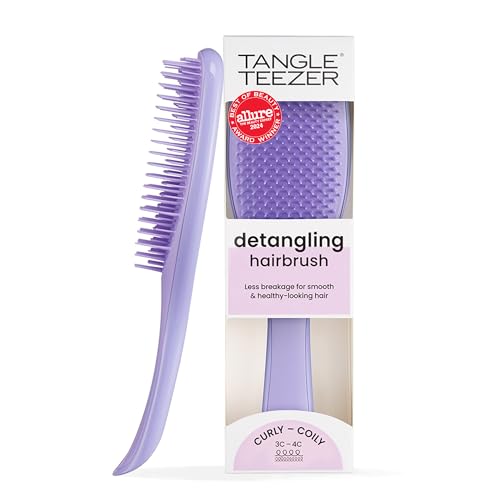 Tangle Teezer Ultimate Detangler Curly Hair Brush, Dry &amp;amp; Wet Hairbrush, Reduces Frizz &amp;amp; Breakage, for 3c to 4c Curly Hair Types, Purple Passion