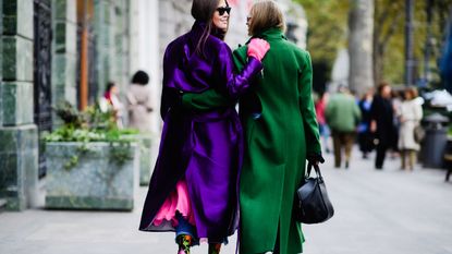 Street fashion, Clothing, Fashion, Purple, Outerwear, Dress, Fun, Coat, Street, Costume, 