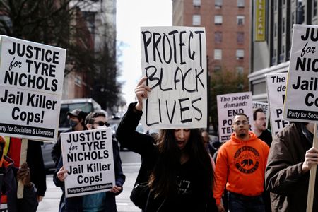 Protesters in Atlanta following the death of Tyre Nichols. 