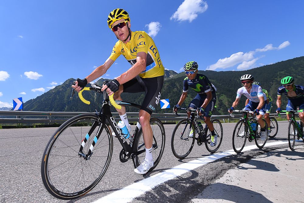 Chris Froome climbs during stage 9 of the Tour de France.