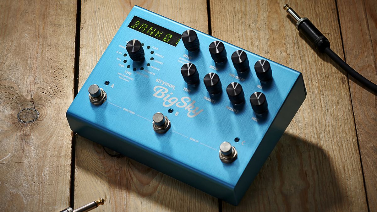 Strymon BigSky on a wooden floor