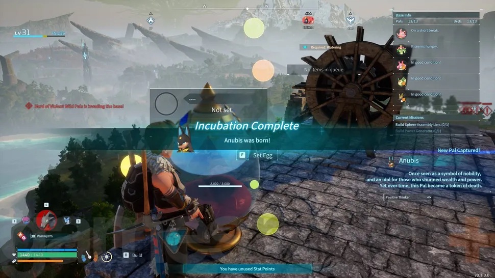 Breeding Anubis from an Incubator in Palworld