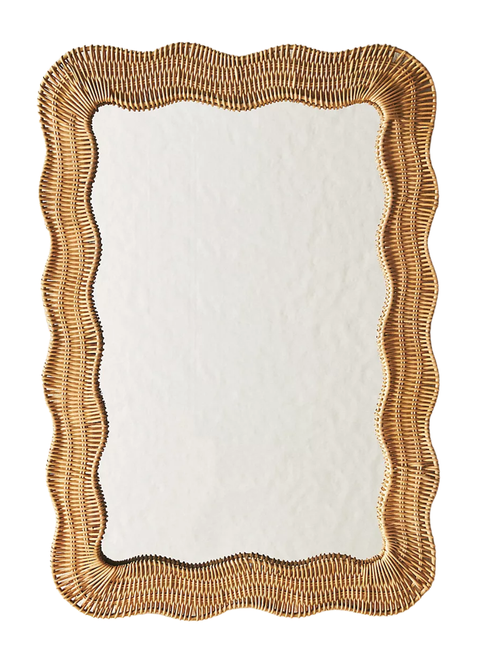 Linden Scalloped Handmade Rattan Wall Mirror