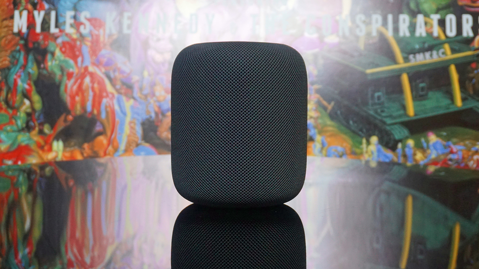 The Apple HomePod in gray