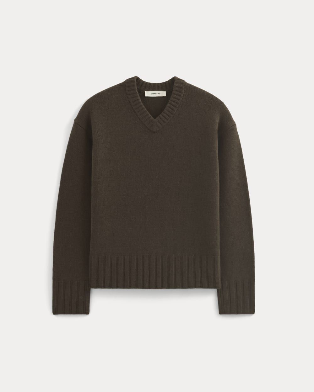 V-Neck Sweater in Extrafine Luxe Merino | Coffee Bean - Xxs