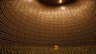 a massive underground chamber lined wall-to-wall with golden orbs