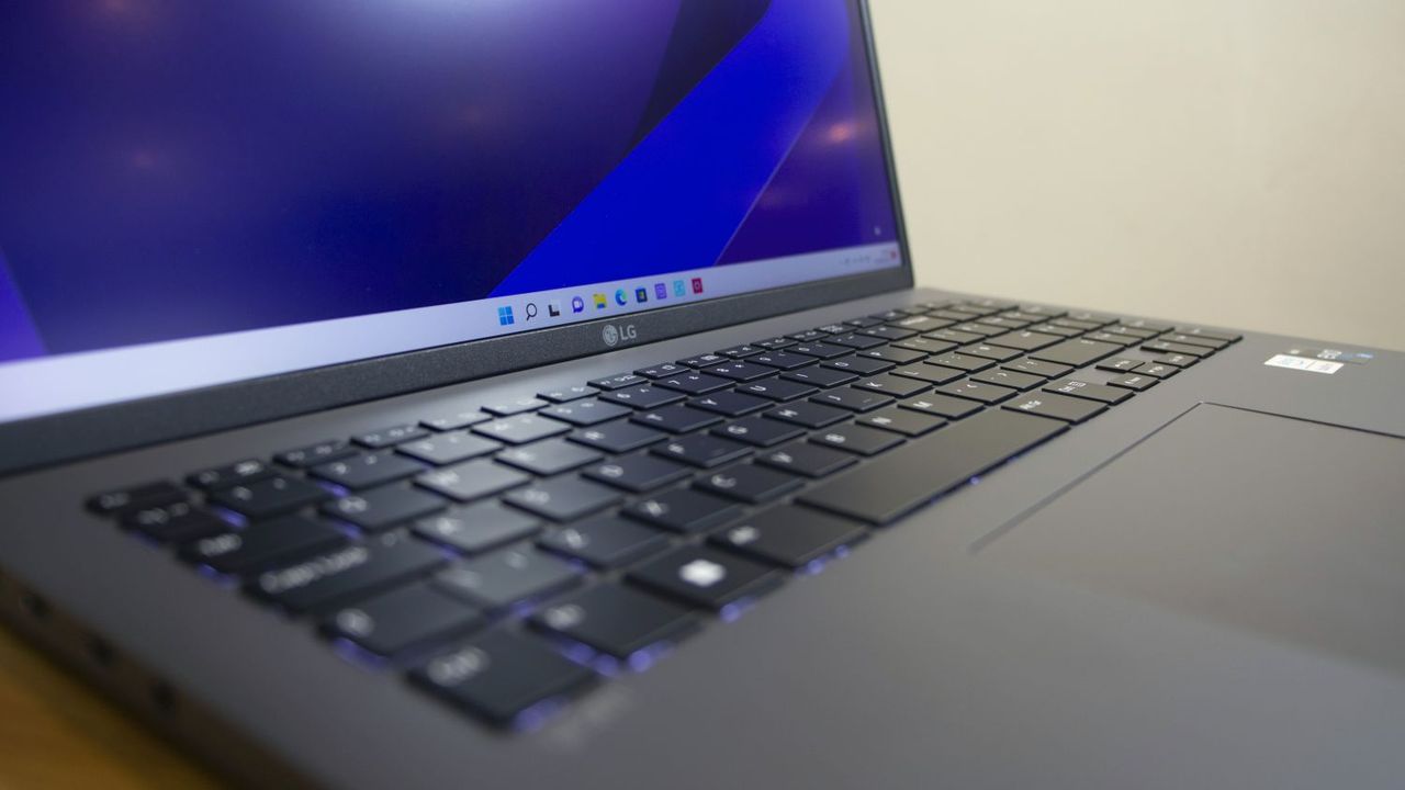 A closeup of the LG Gram 16 (2022)'s hinge