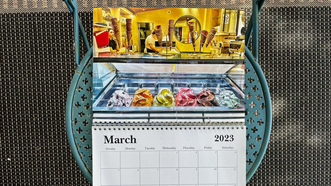 Shutterfly calendar on chair
