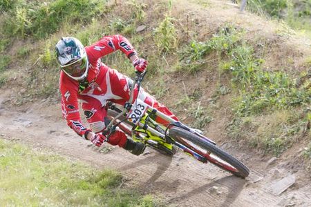 Junior racer Troy Brosnan was faster than all the elite racers in the downhill at Glenorchy MTB Park.
