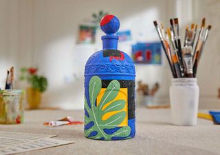 Guerlain limited-edition bottle of Jasmin Bonheur handprinted with Matisse pattern