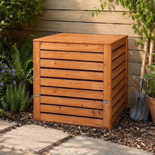 Samuel Alexander 74 X 71cm Large Wooden Garden Waste Compost Bin With Removable Lid &amp;amp; Bottom Door