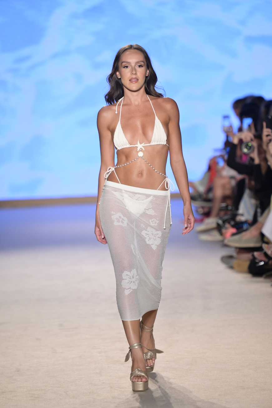Leslie Amon model on the runway during Paraiso Miami Swim Week.