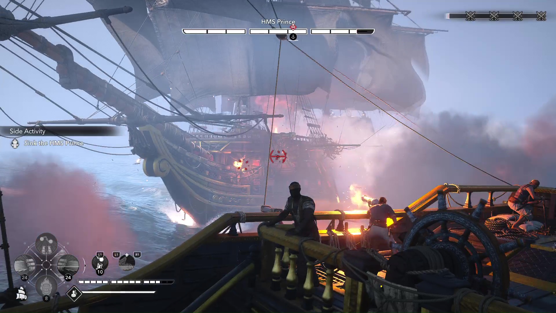 The Jackdaw is approached by the HMS Prince, one of the Legendary Ships in Black Flag Resynced